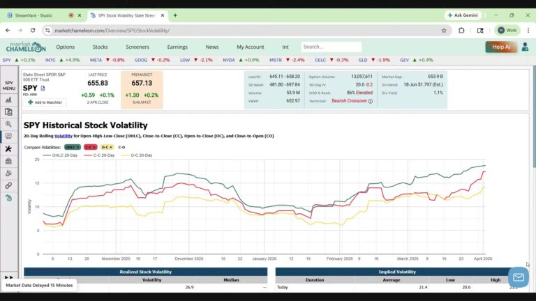 Market Chameleon Stock Volatilityの見方｜4指標を比較