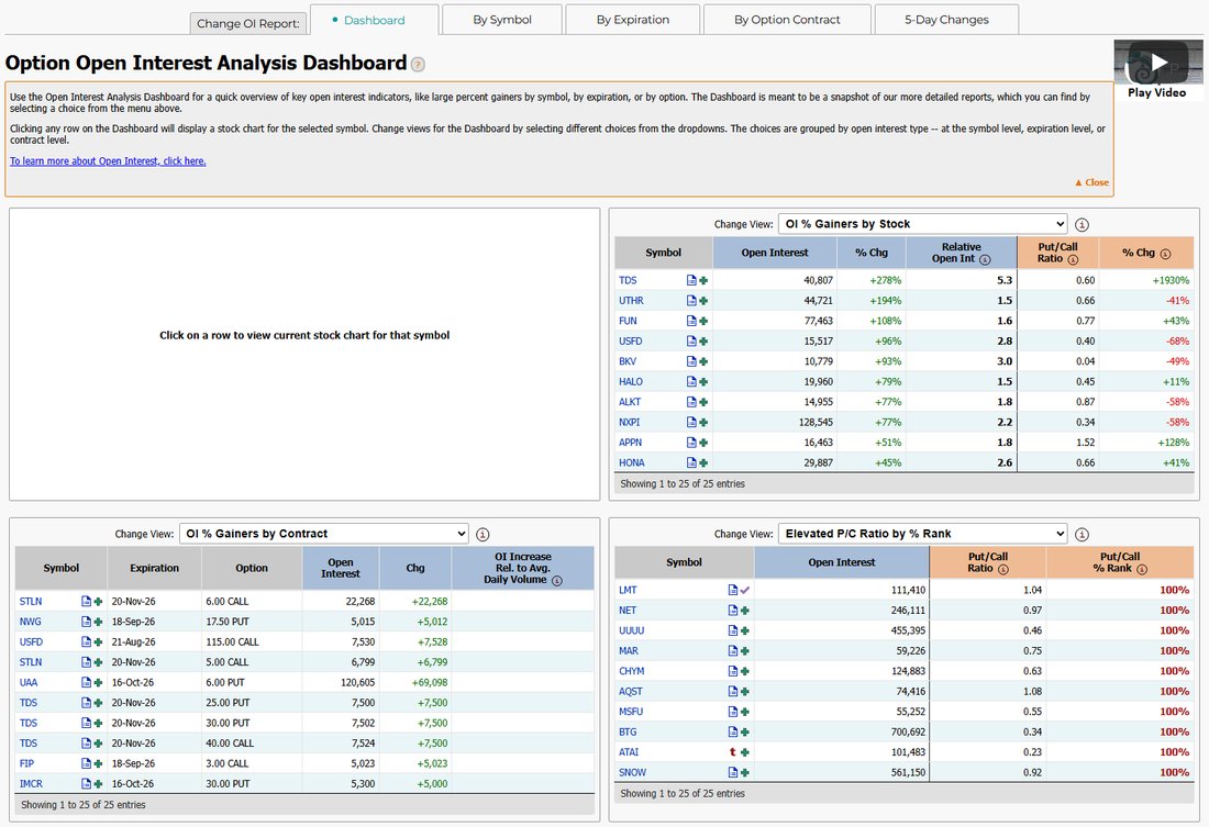Market ChameleonのOption Open Interest Analysis Dashboard